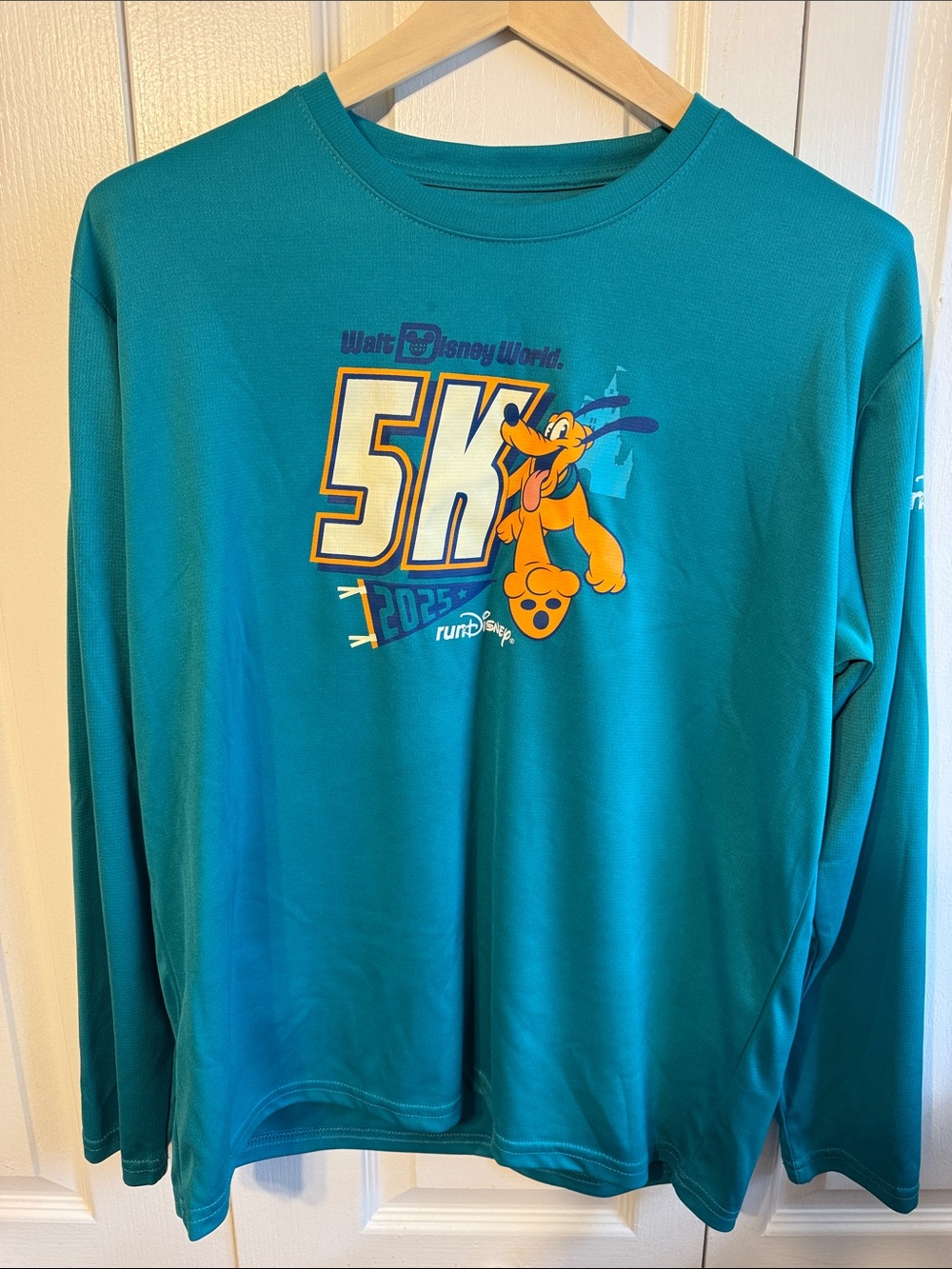 Disney Teal Long-Sleeve 5K Shirt with Pluto Graphic